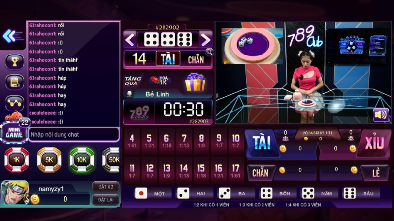 casino 789club 1 Game Tài xỉu là một trong những trò chơi Casino 789Club hot hit